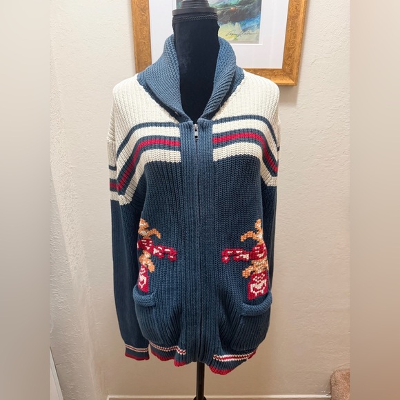 J. Peterman Sweaters - The J. Peterman Company  Small 100% Cotton vintage-style Cowichan knit zip-up
